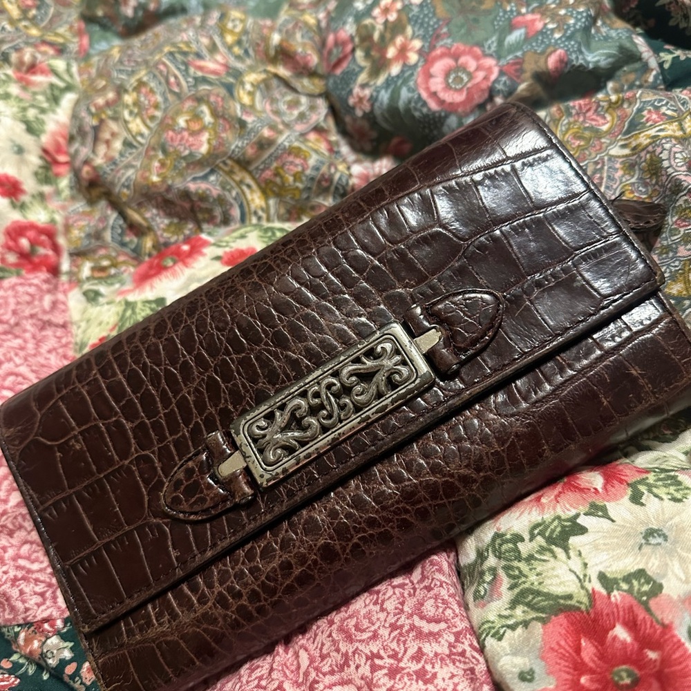 Brighton Brown Crocodile Embossed Wallet